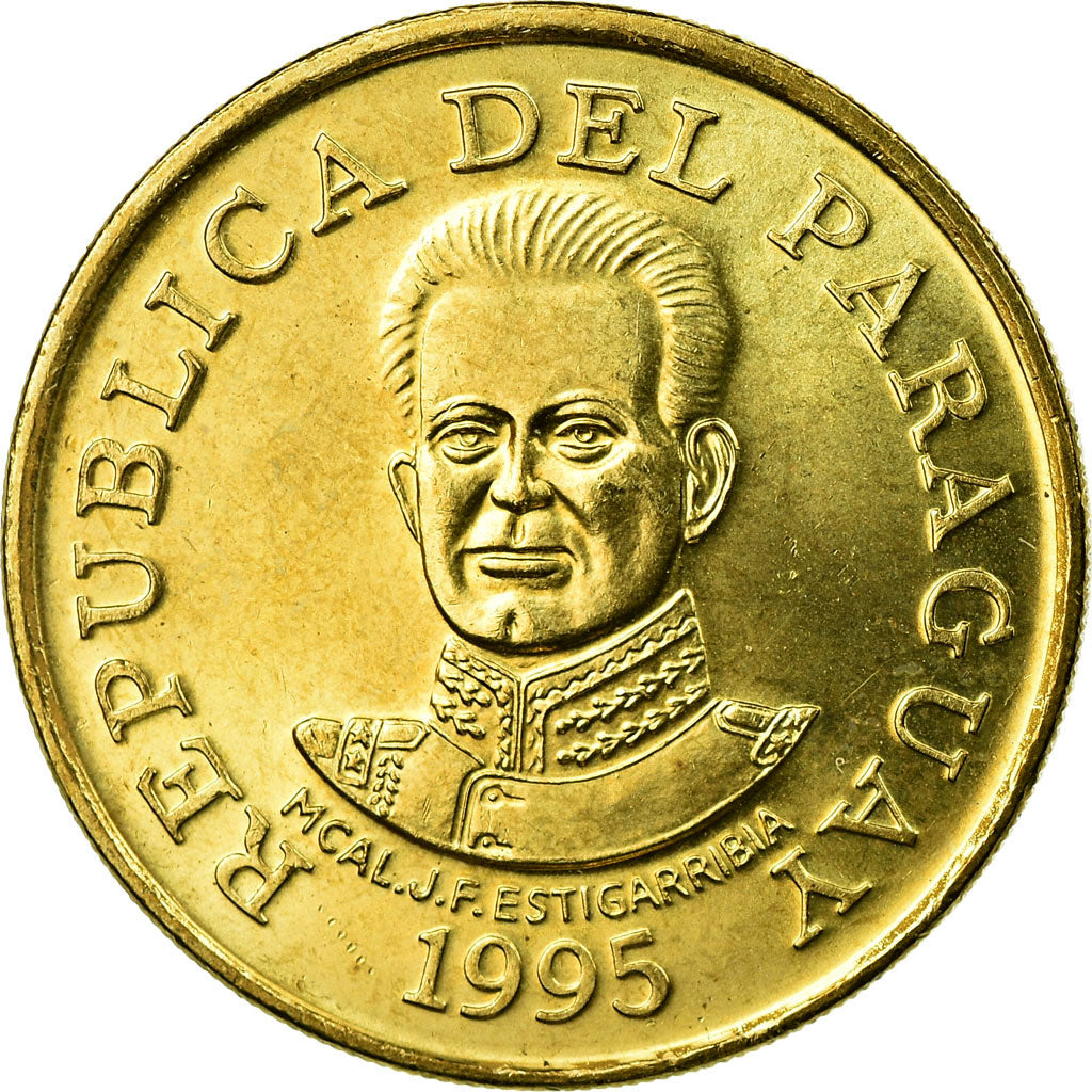 Moneda, Paraguay, 50 Guaranies, 1995, MBC, Latón chapado en acero, KM:191a