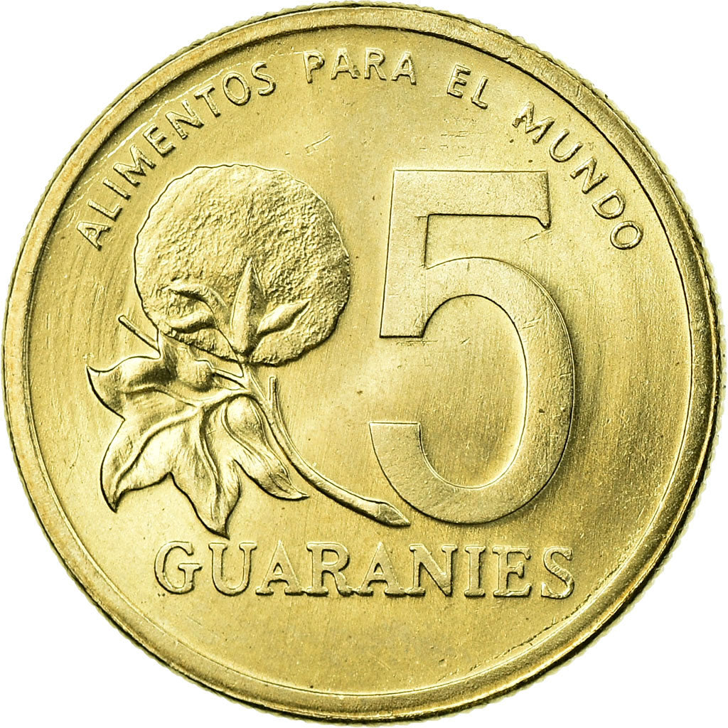 Moneta, Paragwaj, F.A.O., 5 Guaranies, 1992, EF(40-45), Nikiel-Brąz, KM:166a