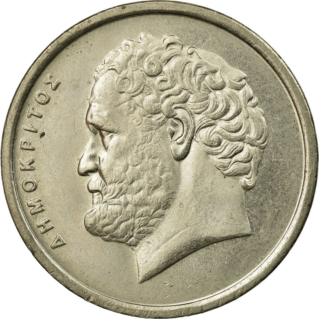 Moneta, Grecia, Democritus, 10 Drachmes, 1990, BB, Rame-nichel, KM:132