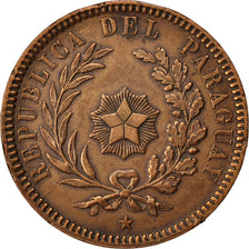 PARAGUAY, 2 Centesimos, 1870, KM #3, AU(55-58), Copper, 10.23