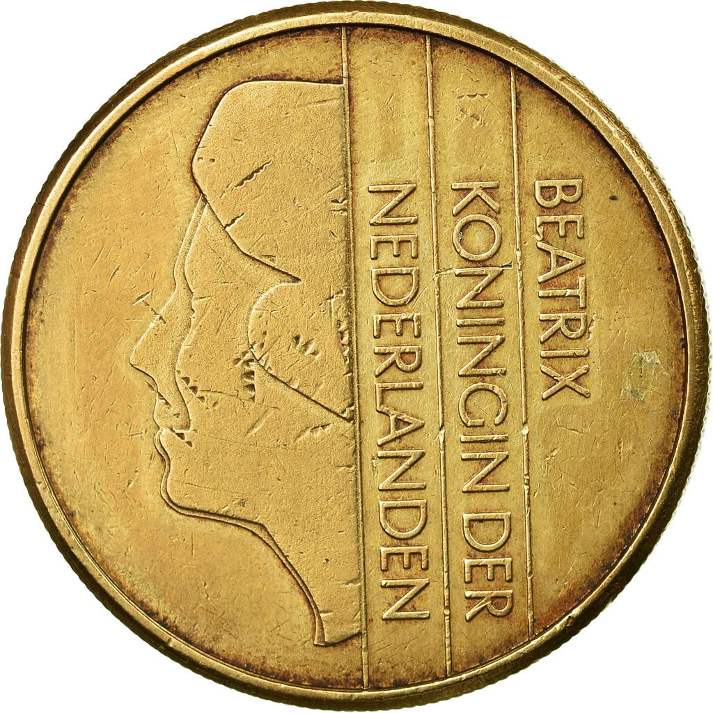 Coin, Netherlands, Beatrix, 5 Gulden, 1988, EF(40-45), Bronze Clad Nickel