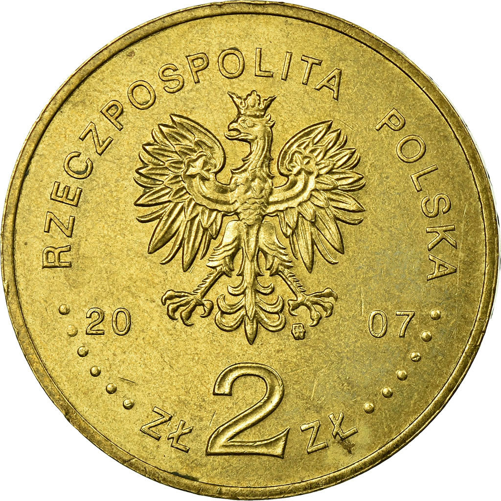 Coin, Poland, History of Zloty, 2 Zlote, 2007, Warsaw, EF(40-45), Brass, KM:592