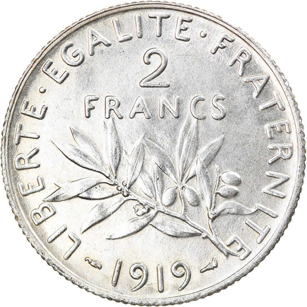 Coin, France, Semeuse, 2 Francs, 1919, Paris, AU(55-58), Silver, KM:845.1