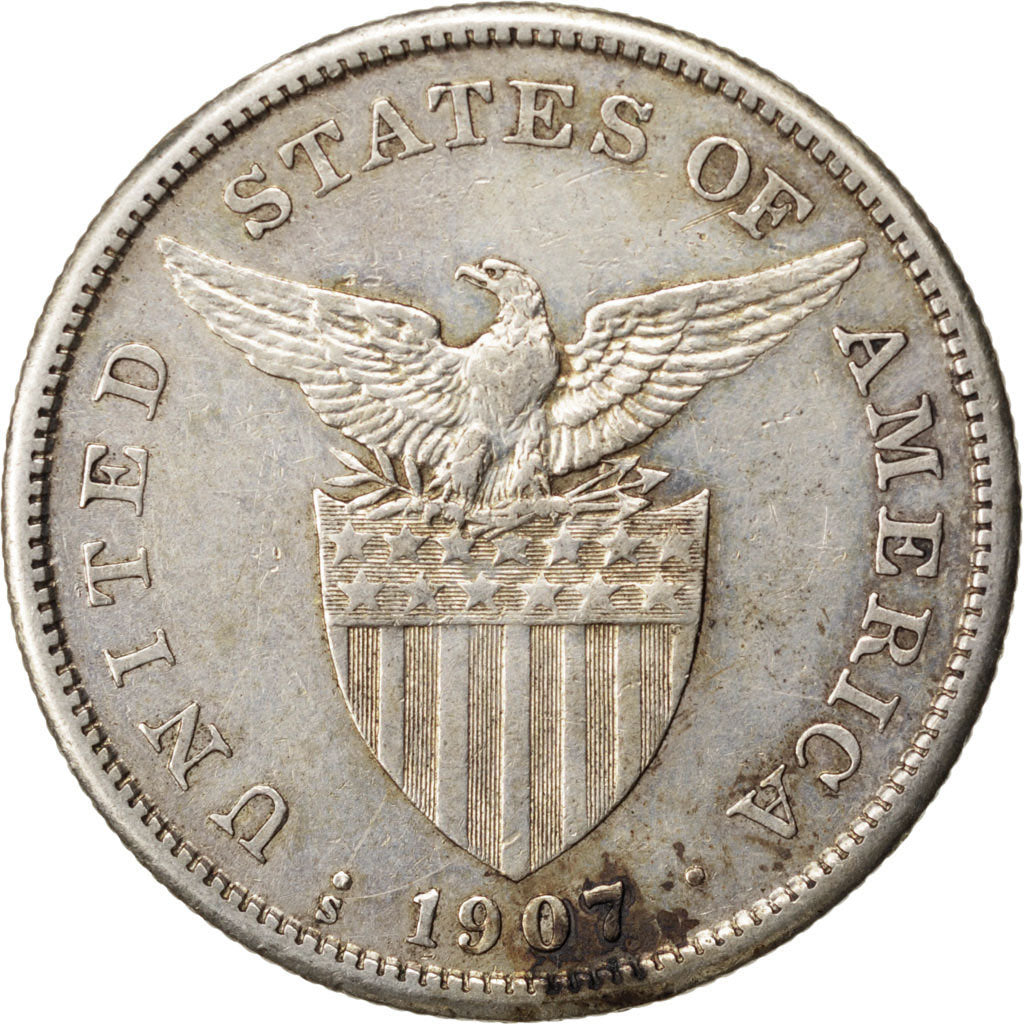 PHILIPPINES, Peso, 1907, San Francisco, KM #172, AU(55-58), Silver, 19.94