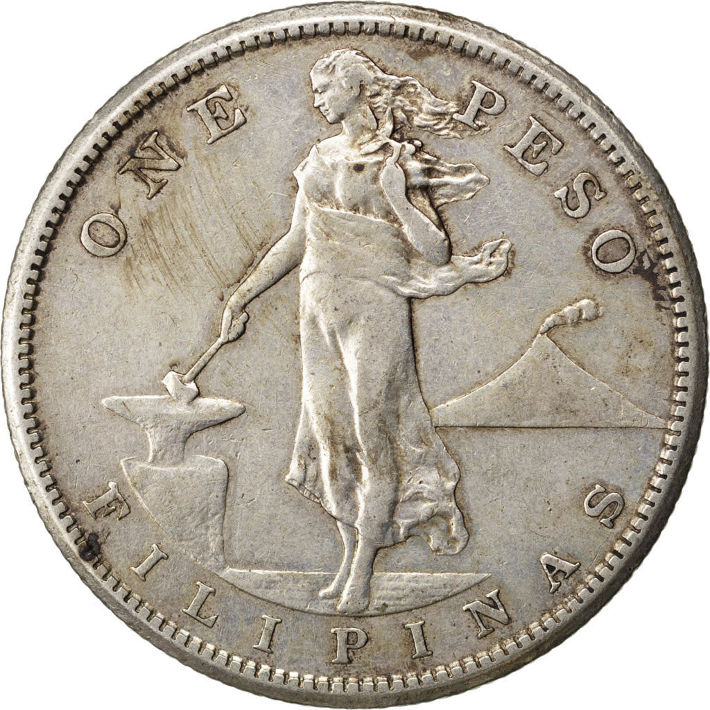 PHILIPPINES, Peso, 1907, San Francisco, KM #172, AU(55-58), Silver, 19.94