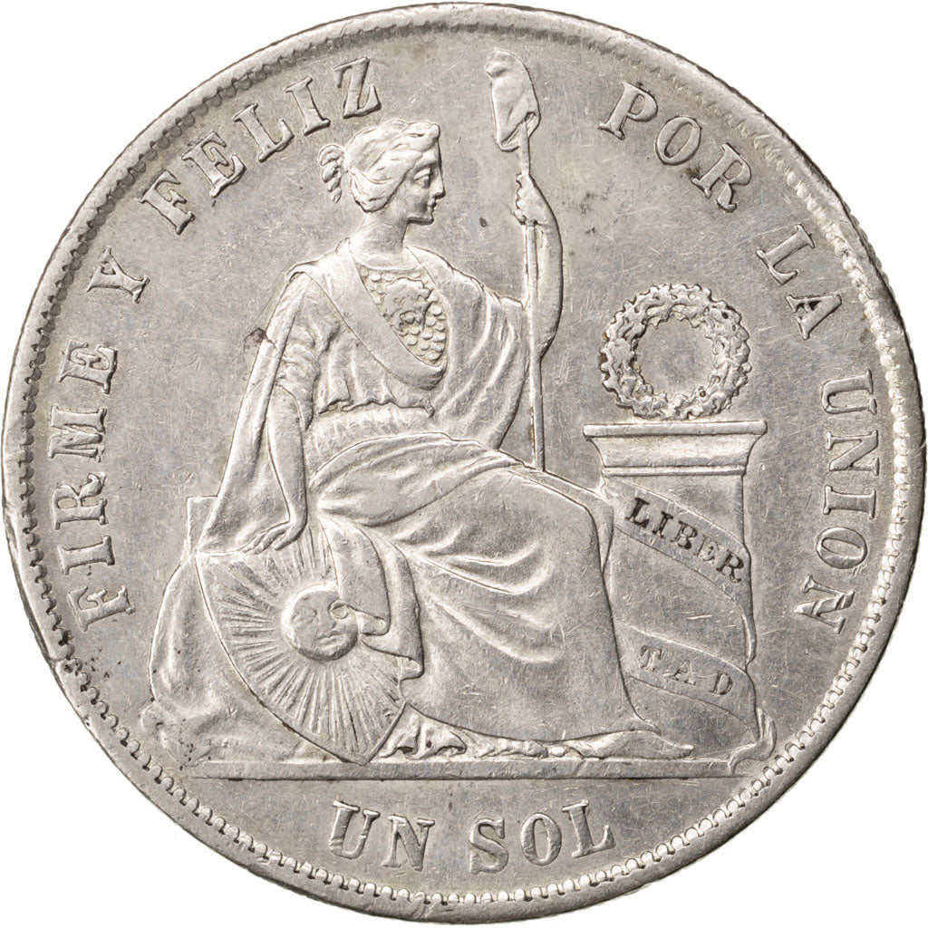 PERU, Sol, 1870, Lima, KM #196.3, MS(60-62), Silver, 24.91