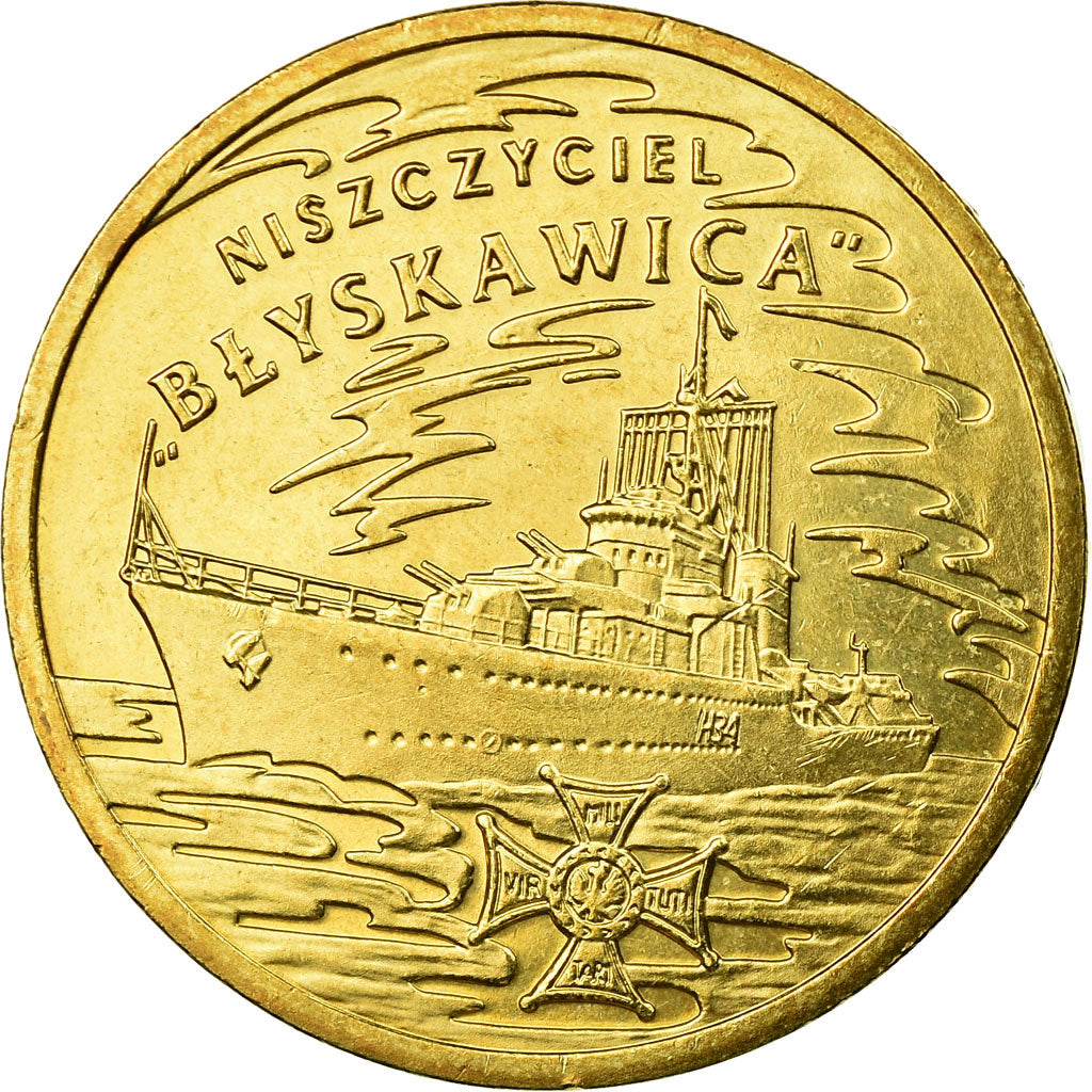 Coin, Poland, Blyskawica, destroyer, 2 Zlote, 2012, Warsaw, EF(40-45), Brass