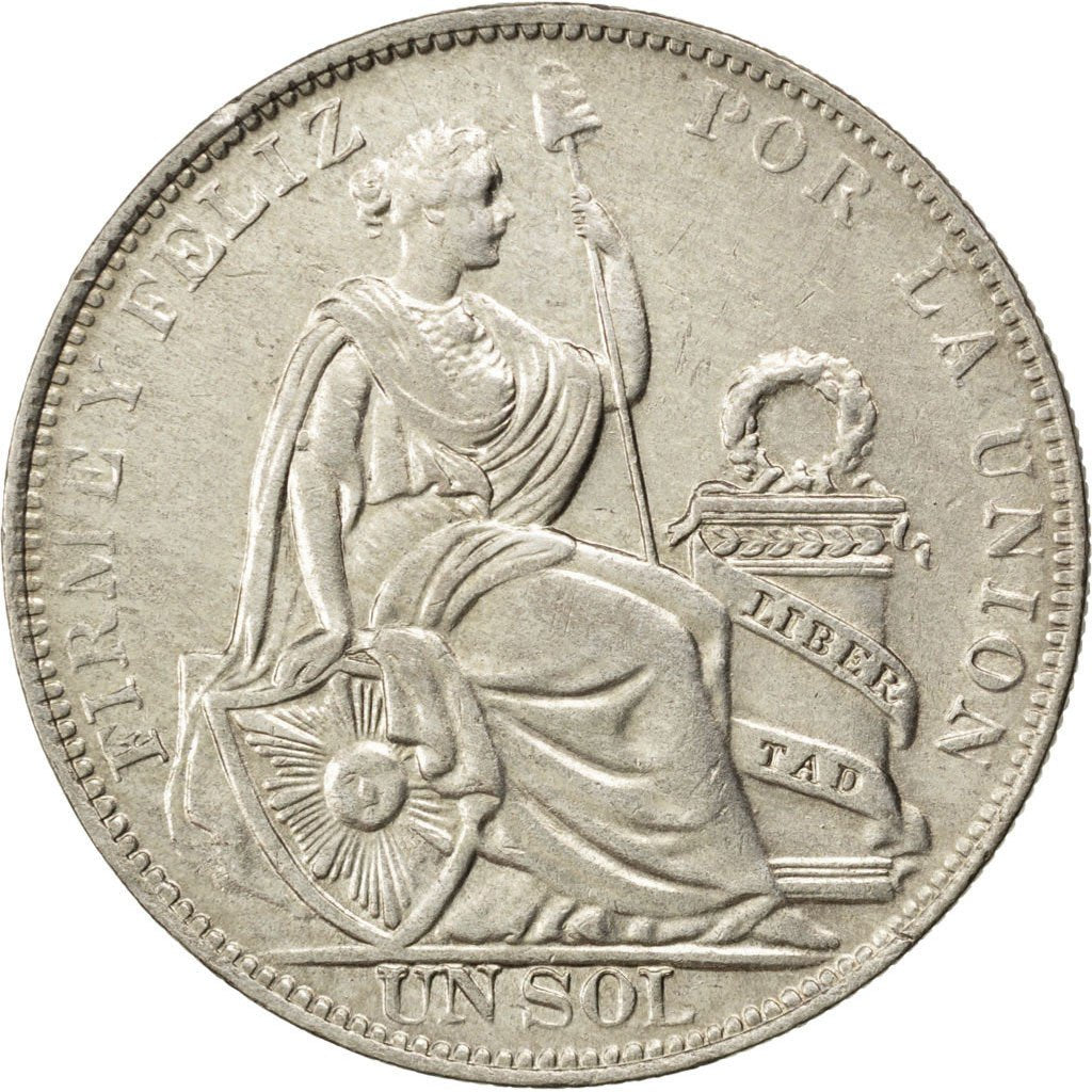 PERU, Sol, 1930, Lima, KM #218.2, AU(55-58), Silver, 37, 25.33