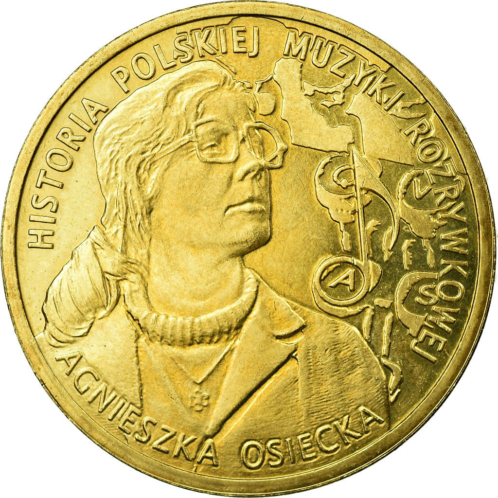 Coin, Poland, History of Polish Popular Music - Agniezka Osiecka, 2 Zlotych