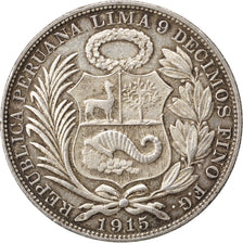 PERU, Sol, 1915, KM #196.26, AU(50-53), Silver, 37, 25.05