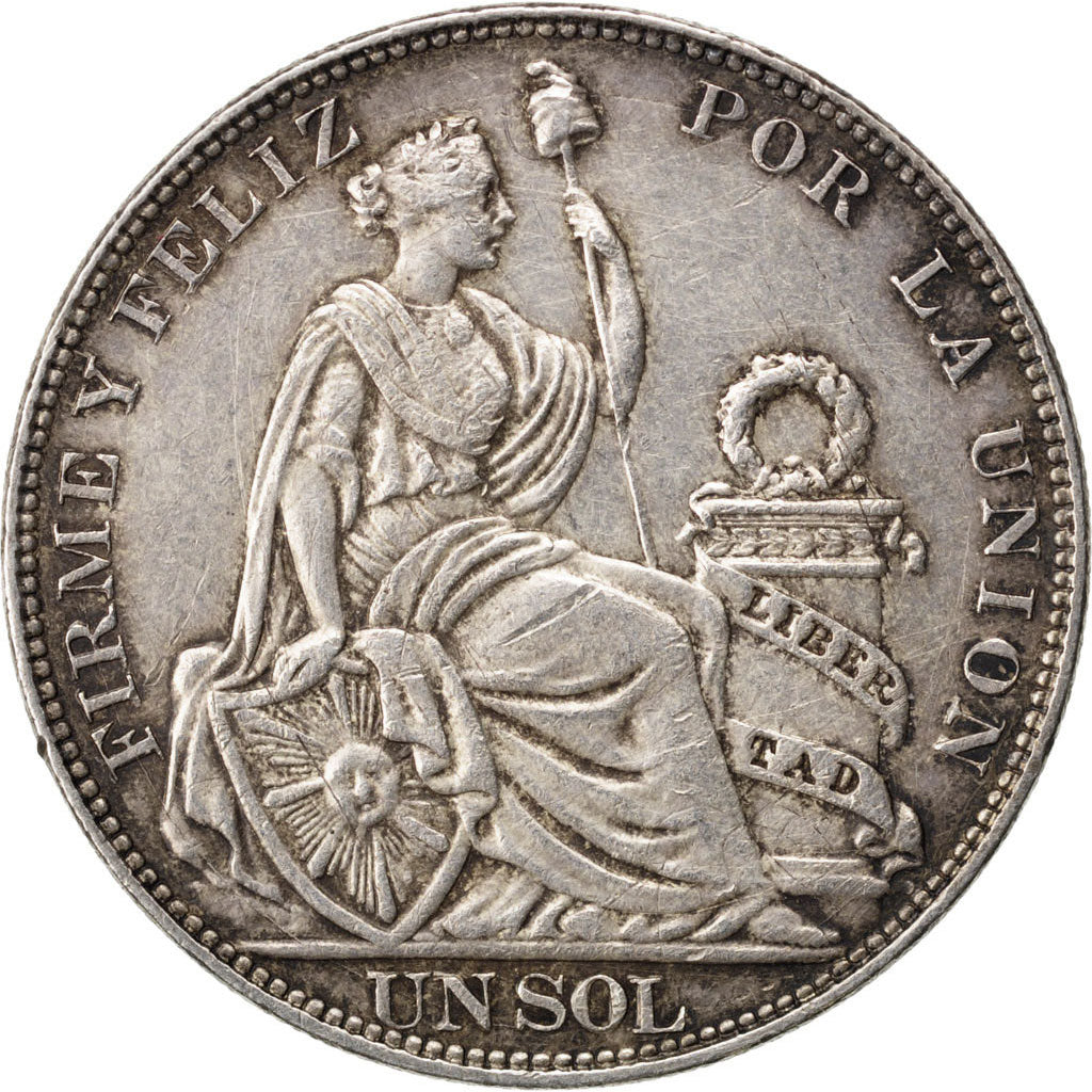 PERU, Sol, 1915, KM #196.26, AU(50-53), Silver, 37, 25.05