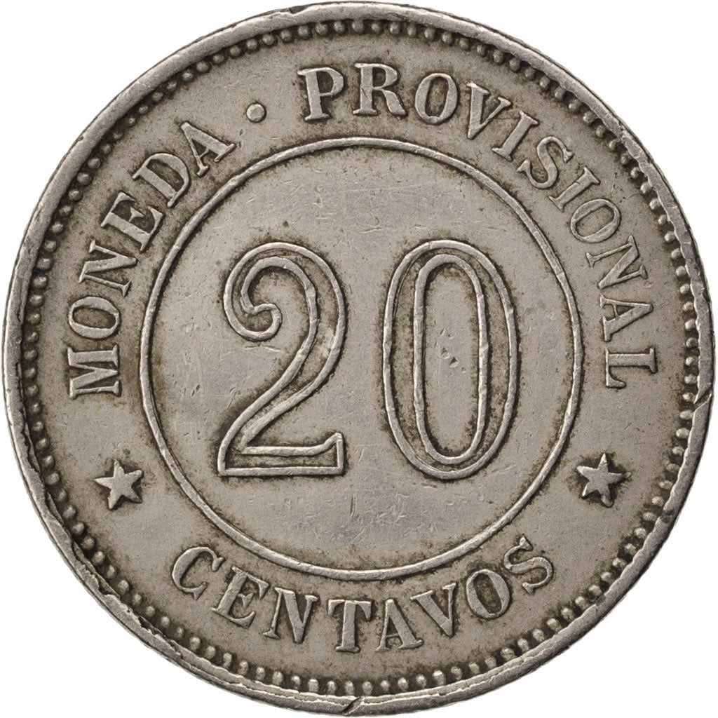 PERU, 20 Centavos, 1879, Lima, KM #199, AU(50-53), Copper-Nickel, 10.25