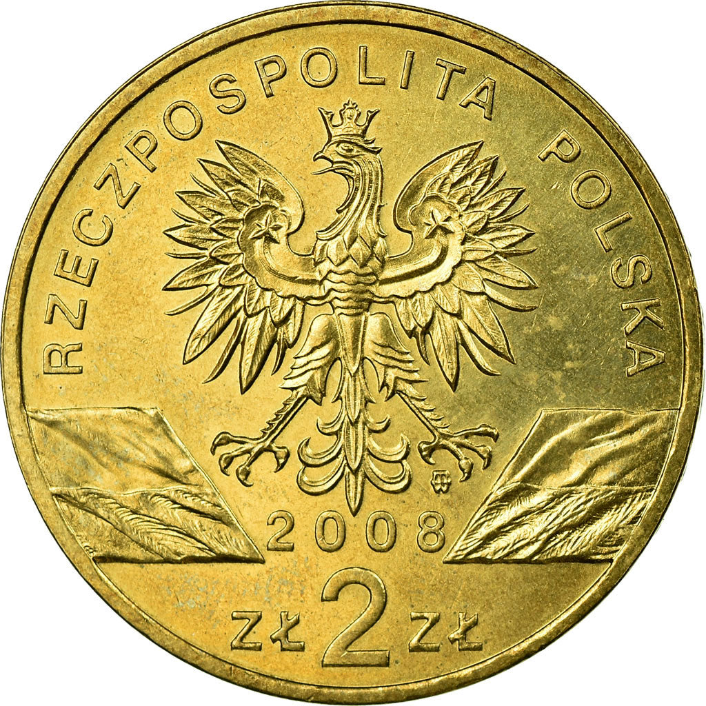 Monnaie, Pologne, SOKOL WEDROWNY - Falco peregrinus, 2 Zlote, 2008, Warsaw, TTB