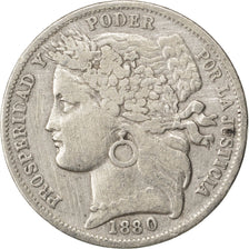 PERU, Peseta, 1880, Lima, KM #200.1, EF(40-45), Silver, 4.85