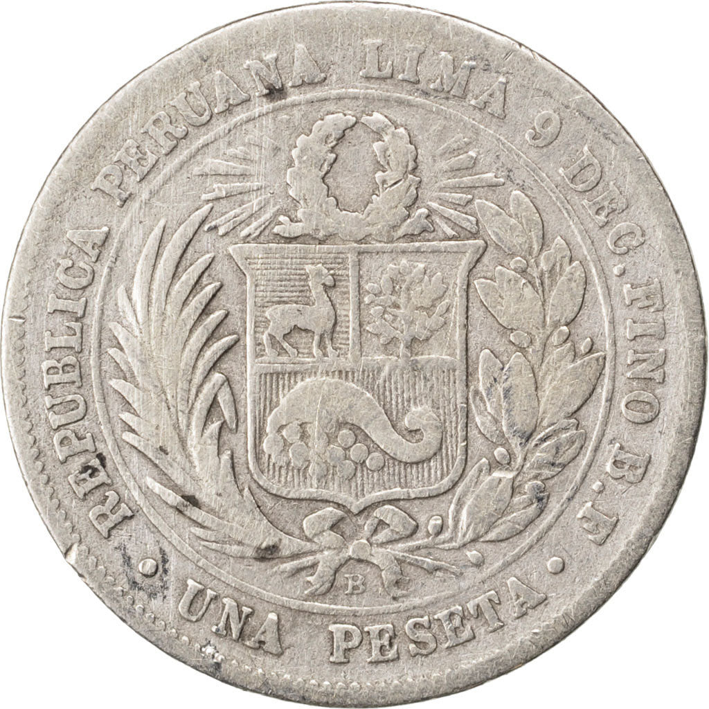 PERU, Peseta, 1880, Lima, KM #200.1, EF(40-45), Silver, 4.85