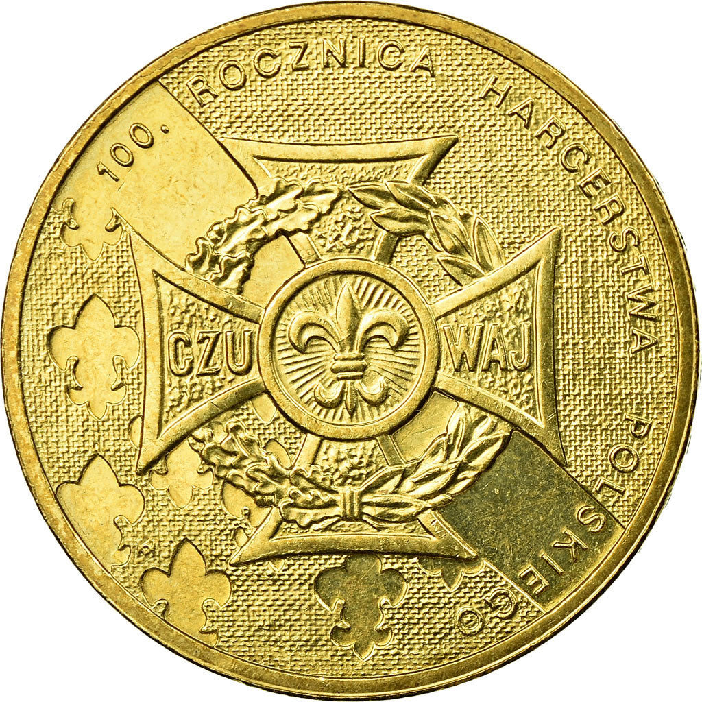 Coin, Poland, Polish Scouting Centennial, 2 Zlote, 2010, Warsaw, EF(40-45)