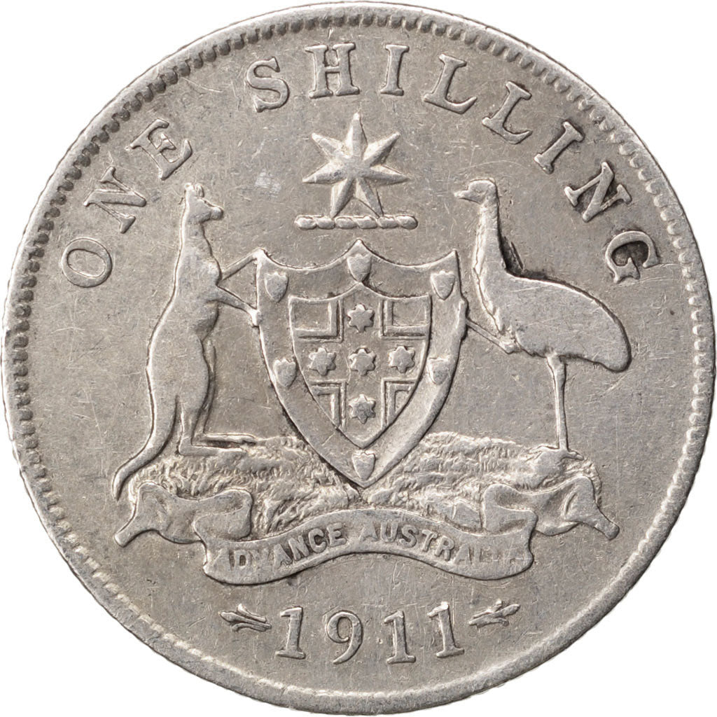 AUSTRALIA, Shilling, 1911, KM #26, EF(40-45), Silver, 24, 5.56