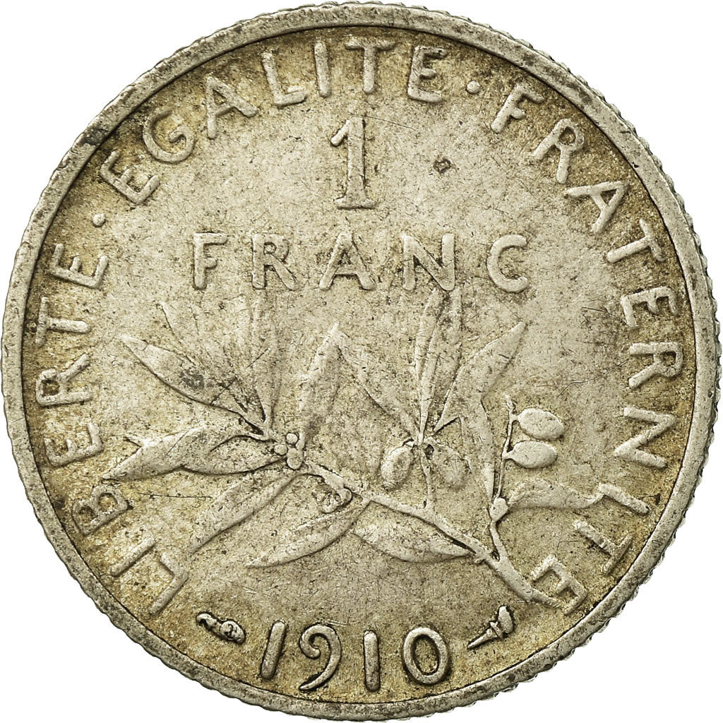 Monnaie, France, Semeuse, Franc, 1910, Paris, TB, Argent, Gadoury:467, KM:844.1