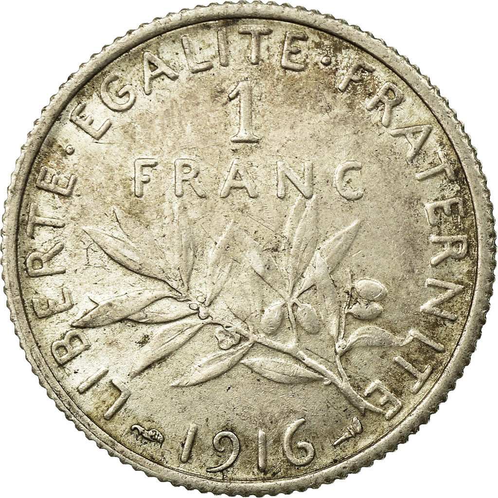 Coin, France, Semeuse, Franc, 1916, Paris, EF(40-45), Silver, KM:844.1