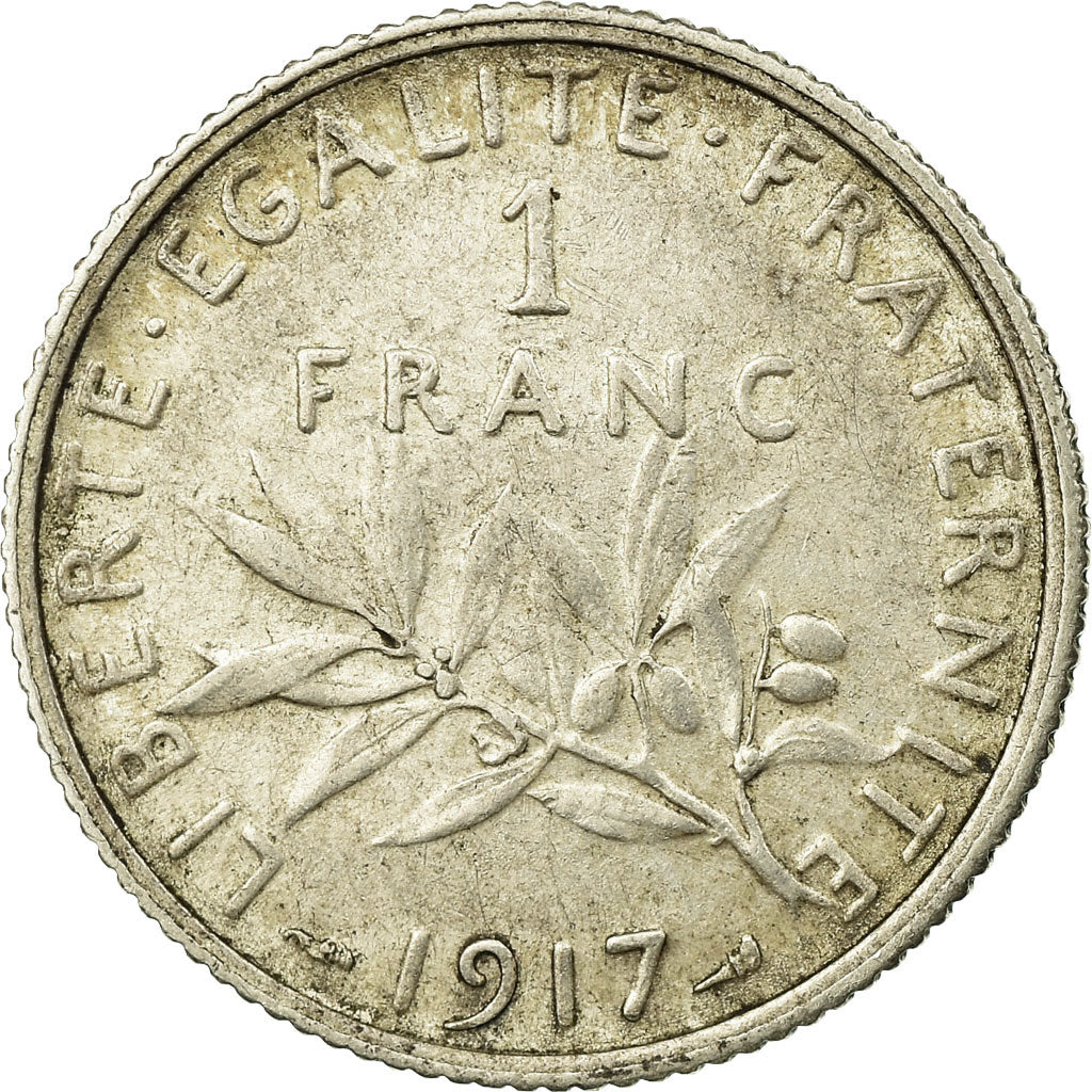Coin, France, Semeuse, Franc, 1917, Paris, EF(40-45), Silver, KM:844.1