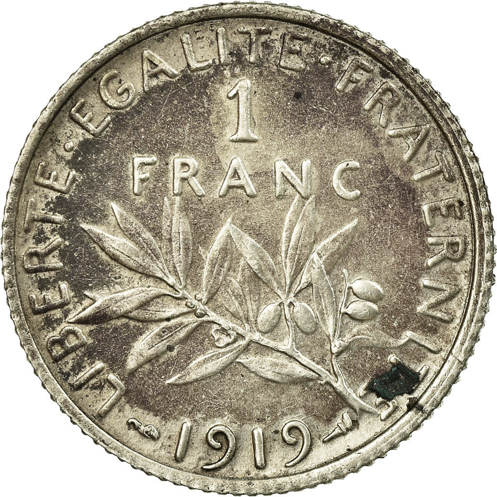 Coin, France, Semeuse, Franc, 1919, Paris, EF(40-45), Silver, KM:844.1