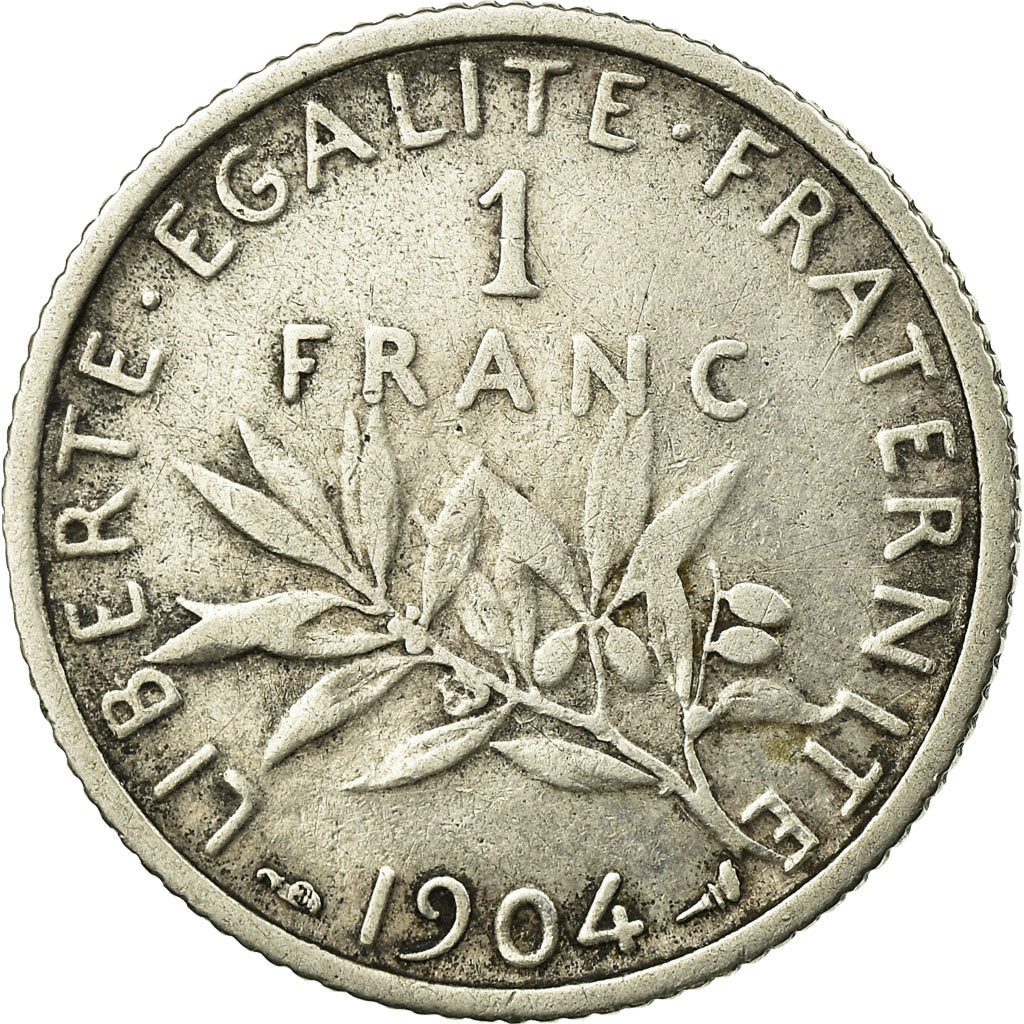 Coin, France, Semeuse, Franc, 1904, Paris, VF(30-35), Silver, KM:844.1