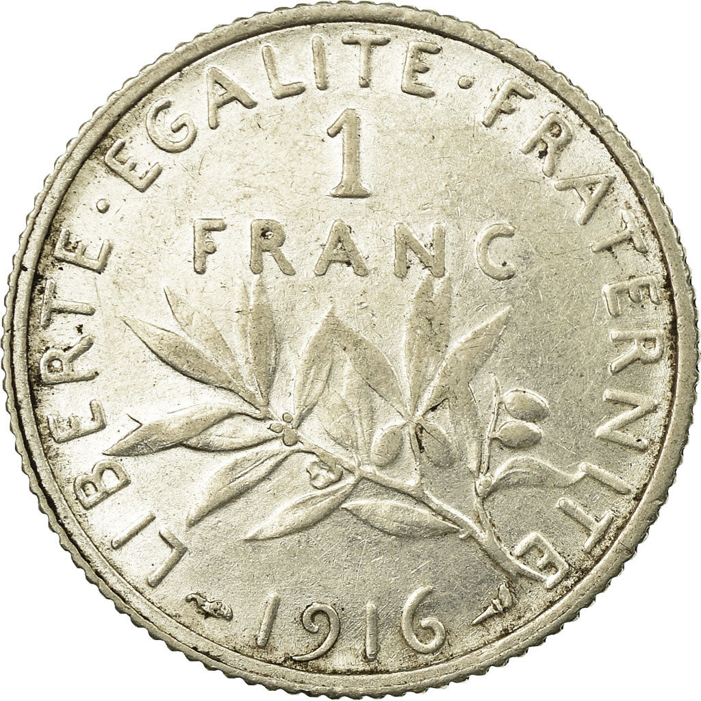 Coin, France, Semeuse, Franc, 1916, Paris, EF(40-45), Silver, KM:844.1