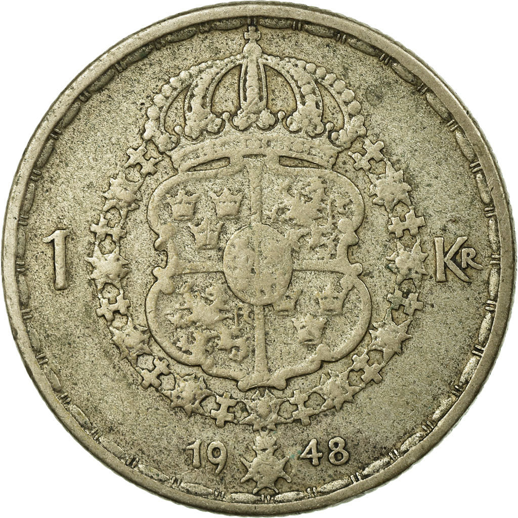 Coin, Sweden, Gustaf V, Krona, 1948, VF(20-25), Silver, KM:814