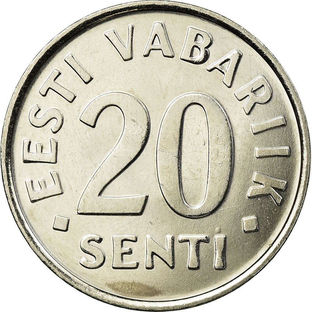 Coin, Estonia, 20 Senti, 2004, no mint, AU(55-58), Nickel plated steel, KM:23a