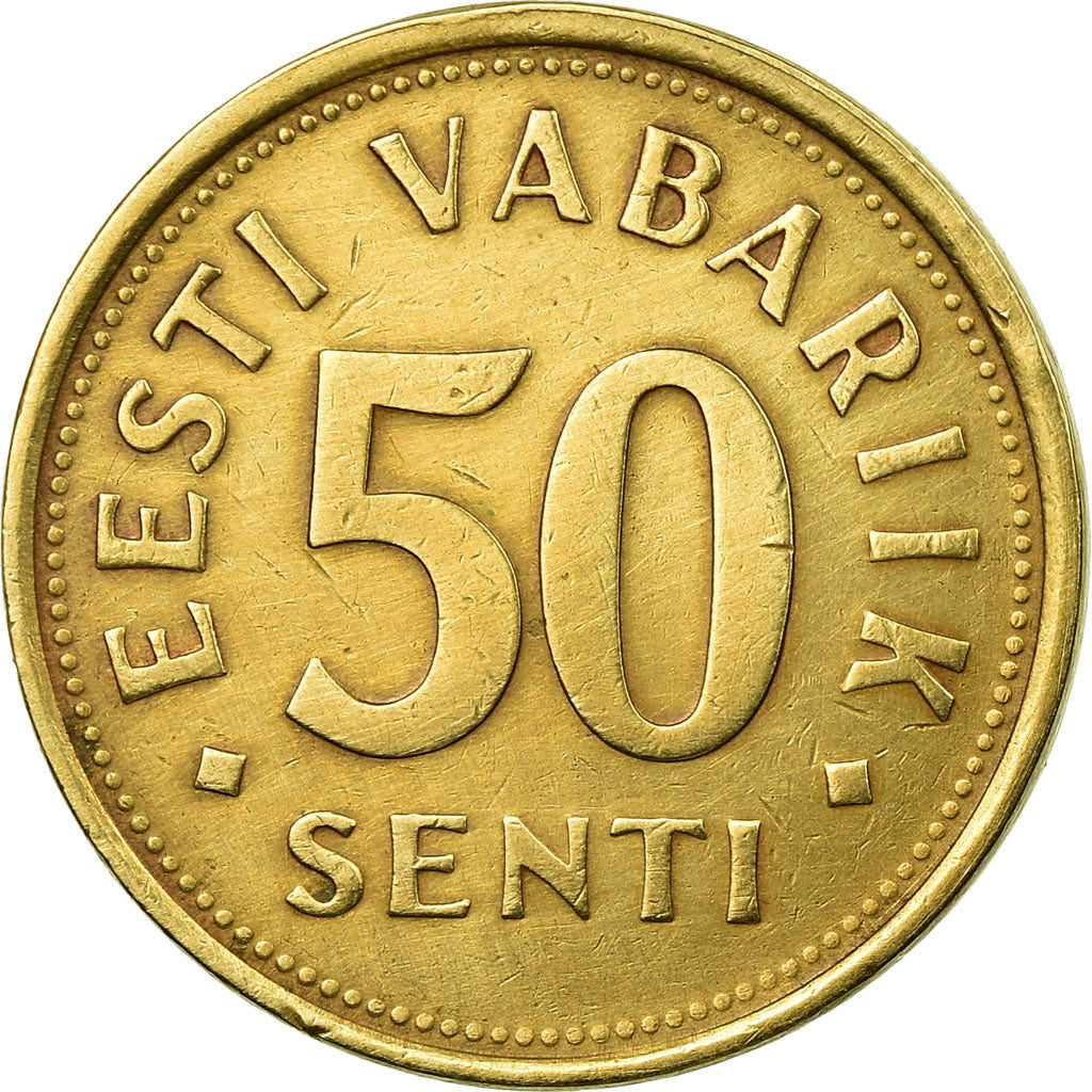 Moneda, Estonia, 50 Senti, 1992, MBC, Aluminio - bronce, KM:24