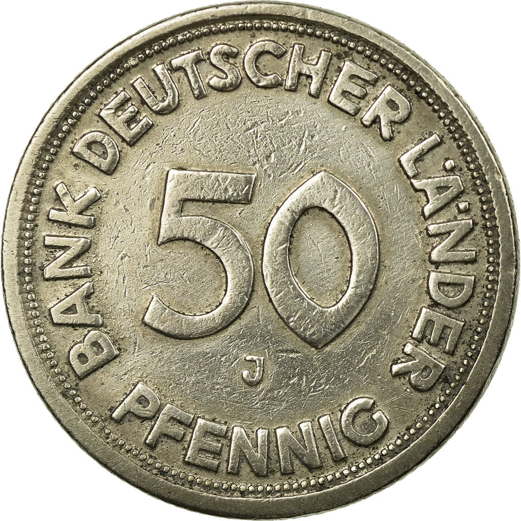 Moeda, ALEMANHA - REPÚBLICA FEDERAL, 50 Pfennig, 1949, Hamburg, EF(40-45)