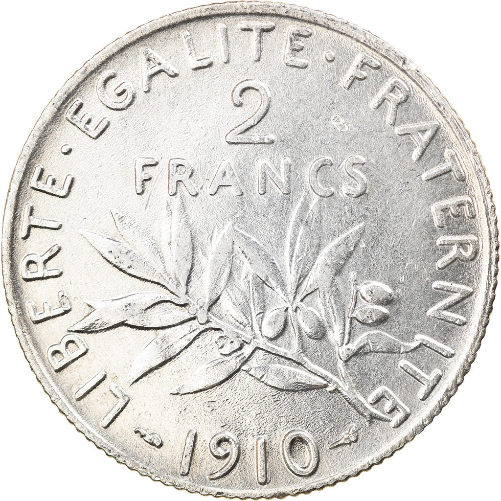Coin, France, Semeuse, 2 Francs, 1910, Paris, AU(50-53), Silver, KM:845.1