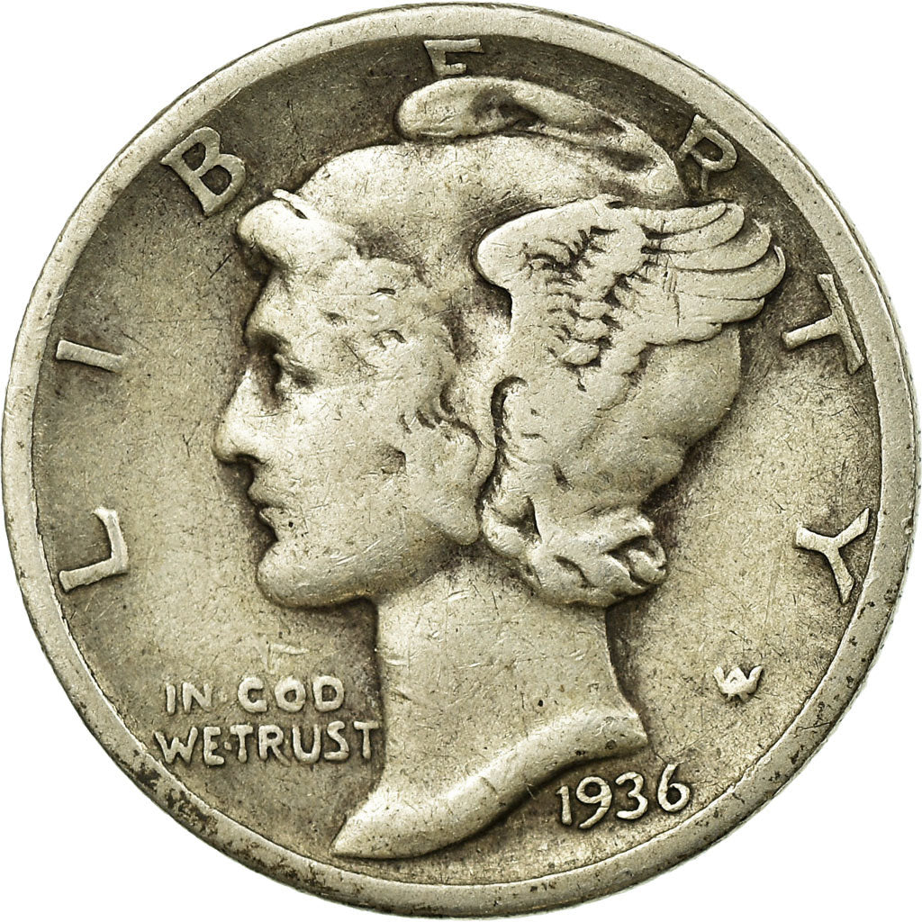 Moneta, Stati Uniti, Mercury Dime, Dime, 1936, U.S. Mint, Philadelphia, MB+