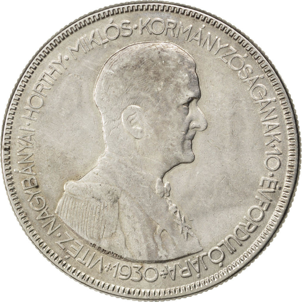 HUNGARY, 5 Pengo, 1930, Budapest, KM #512.1, EF(40-45), Silver, 36, 24.82