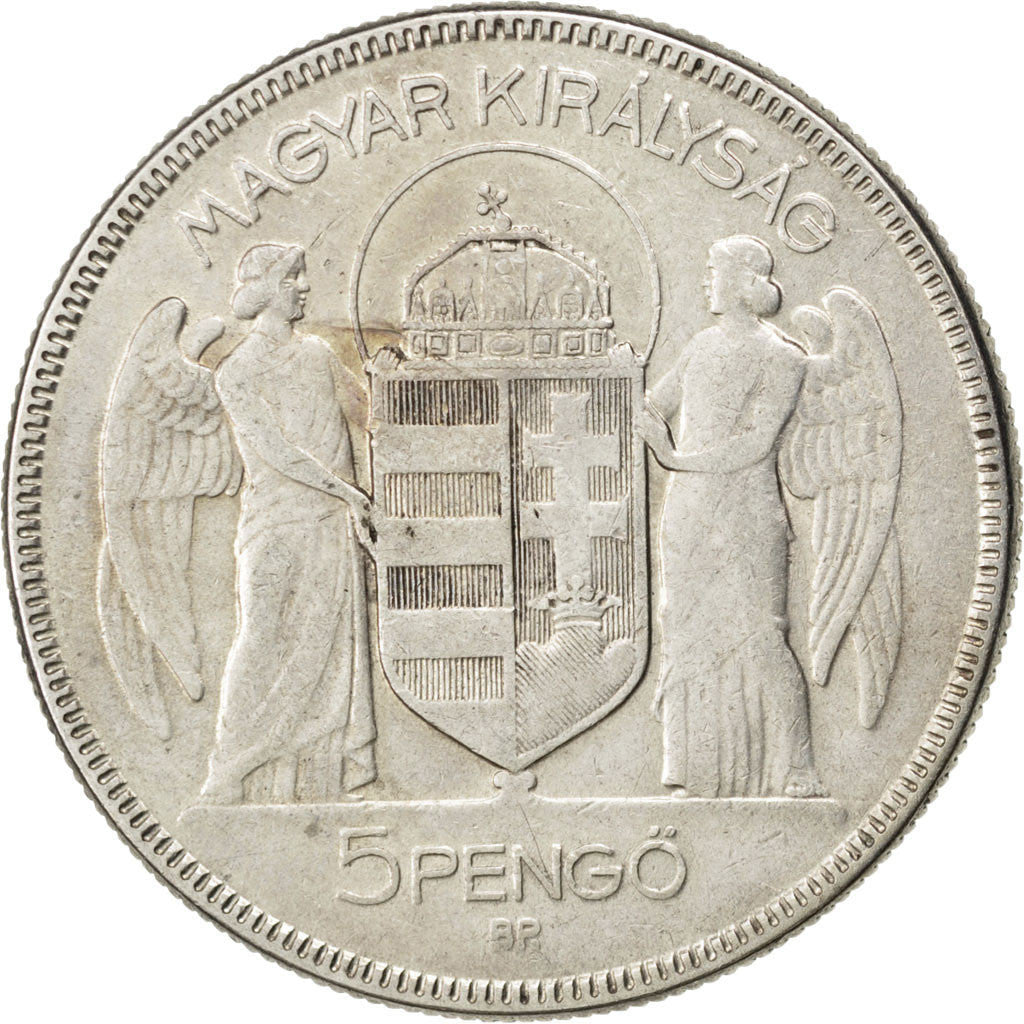 HUNGARY, 5 Pengo, 1930, Budapest, KM #512.1, EF(40-45), Silver, 36, 24.82