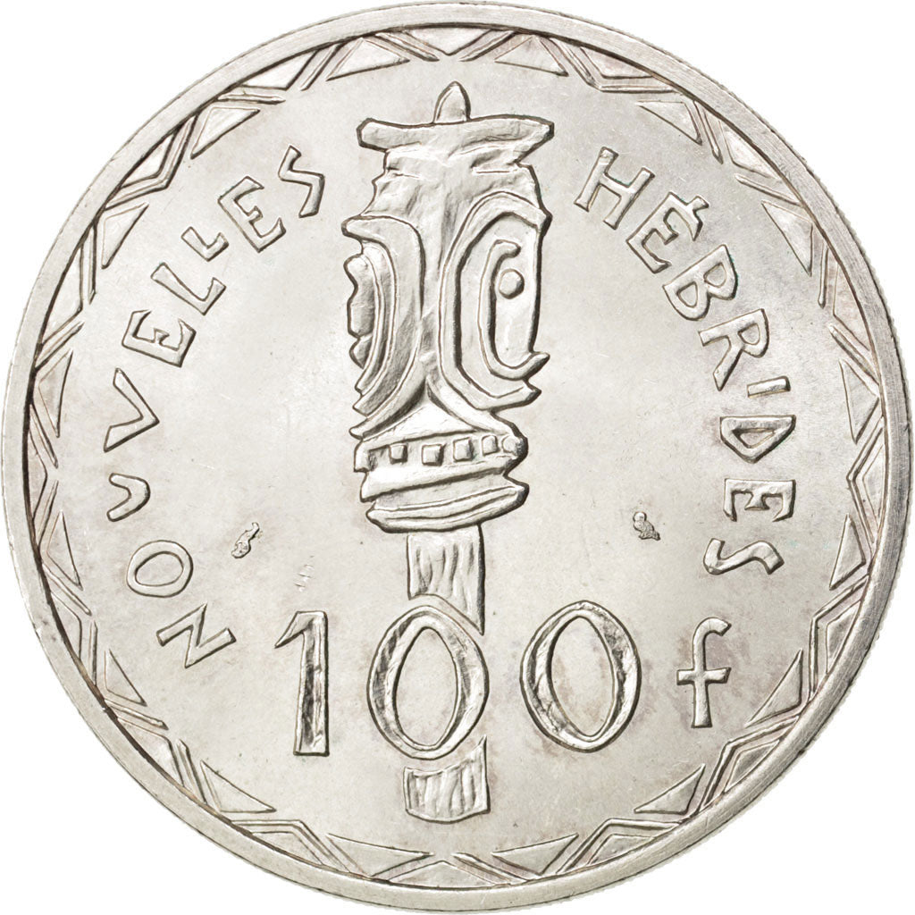 New Hebrides, 100 Francs, 1966, MS(60-62), Silver, Lecompte #59, 25.00