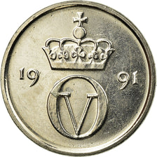 Coin, Norway, Olav V, 10 Öre, 1991, EF(40-45), Copper-nickel, KM:416