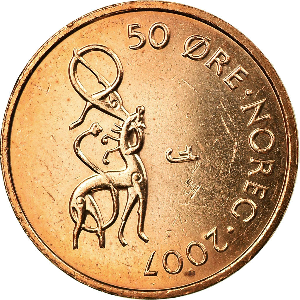 Munten, Noorwegen, Harald V, 50 Öre, 2007, ZF, Bronze, KM:460