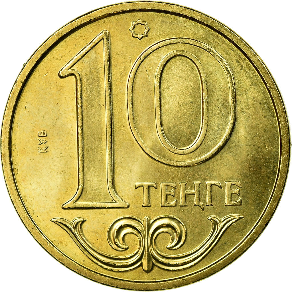 Coin, Kazakhstan, 10 Tenge, 2002, Kazakhstan Mint, EF(40-45), Nickel-brass