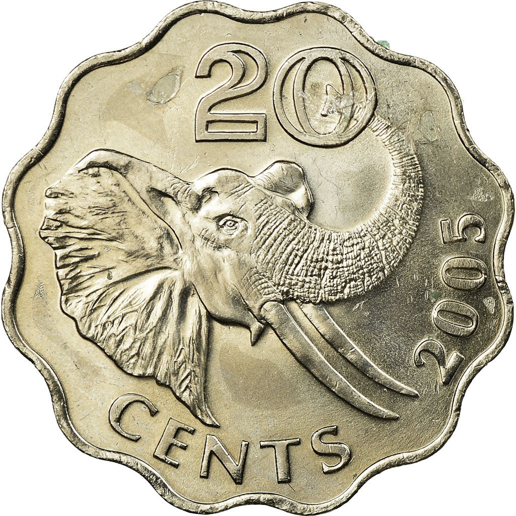 Coin, Swaziland, King Msawati III, 20 Cents, 2005, British Royal Mint