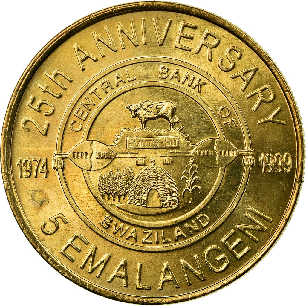 Coin, Swaziland, King Msawati III, Central Bank's 25th Anniversary, 5