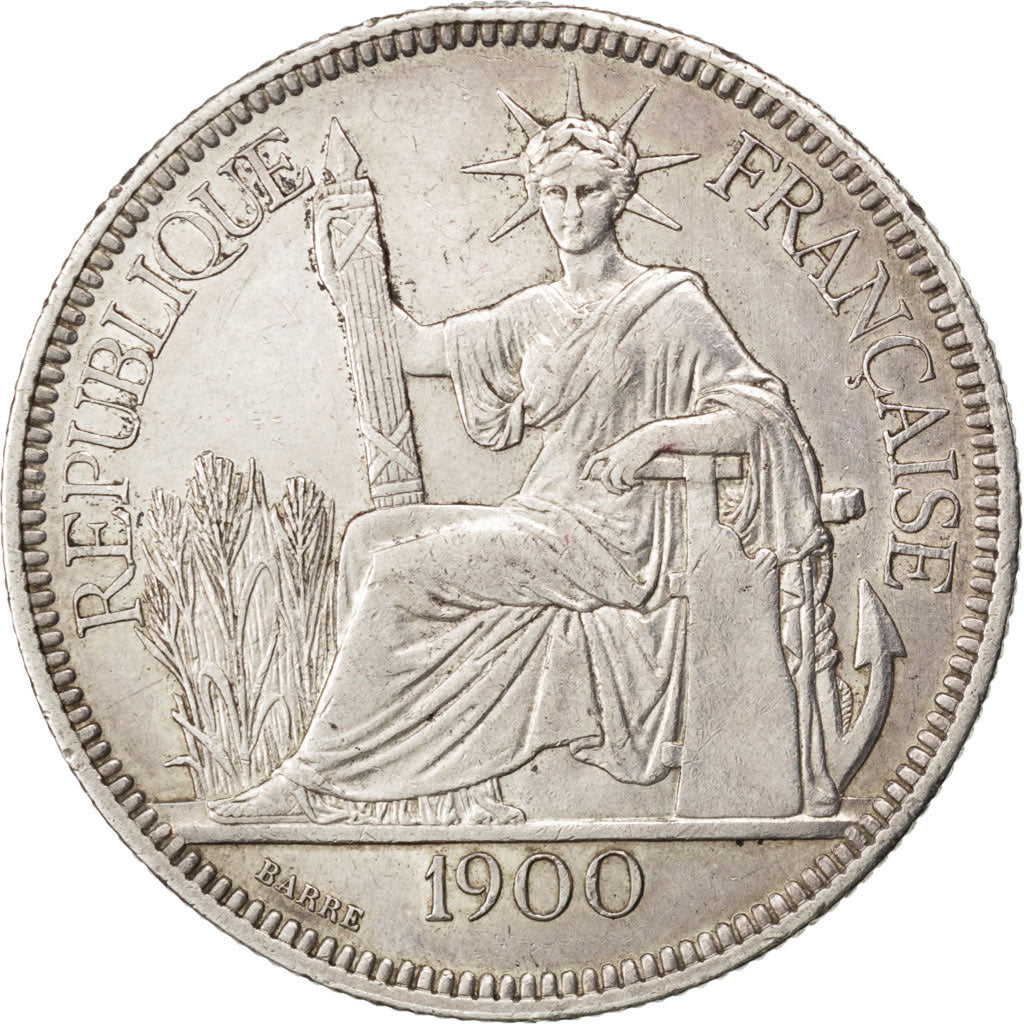 Indochine, 1 Piastre, 1900, Paris, EF(40-45), Silver, Lecompte #282, 26.98