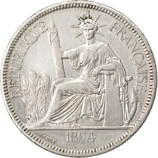 Indochine, 1 Piastre, 1894, Paris, EF(40-45), Silver, Lecompte #274, 27.12