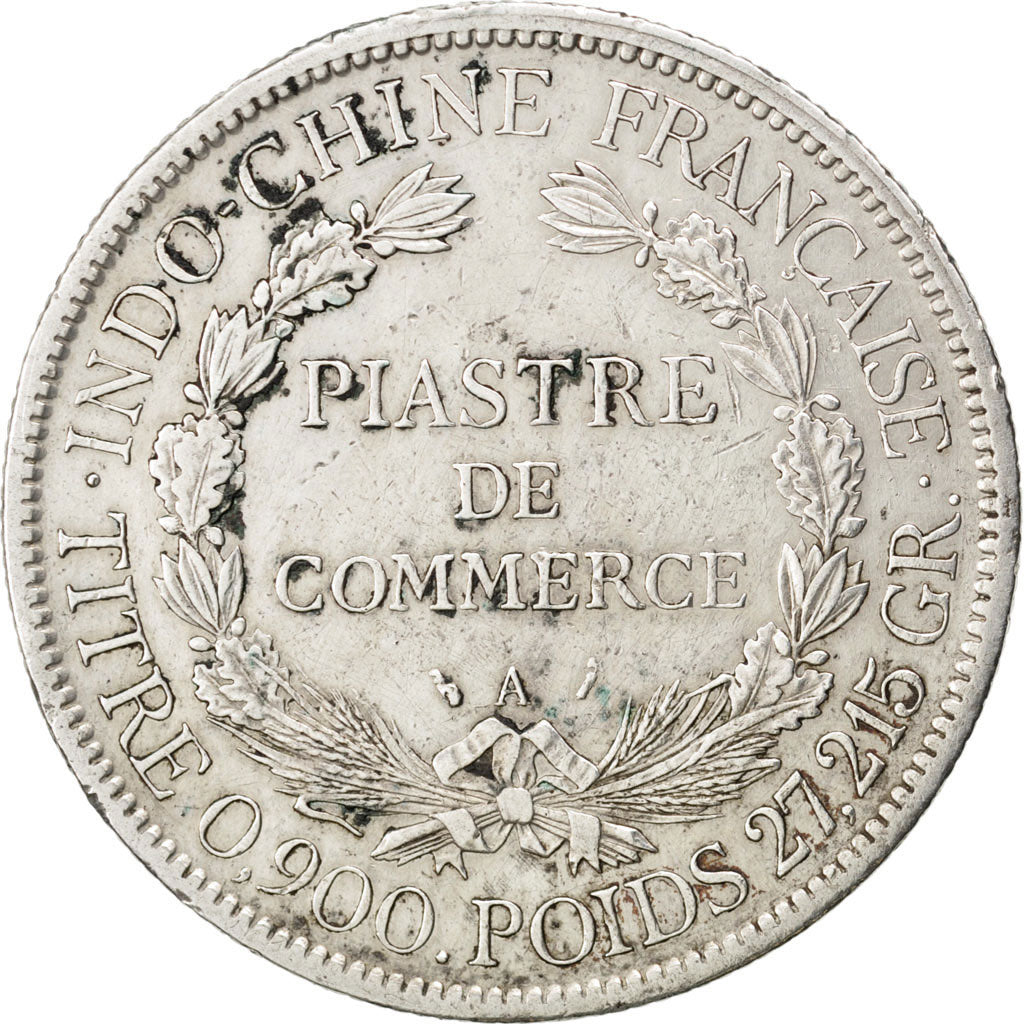 Indochine, 1 Piastre, 1894, Paris, EF(40-45), Silver, Lecompte #274, 27.12