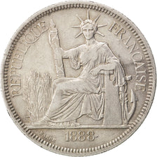 FRENCH INDO-CHINA, Piastre, 1888, Paris, KM #5, EF(40-45), Silver, Lecompte...