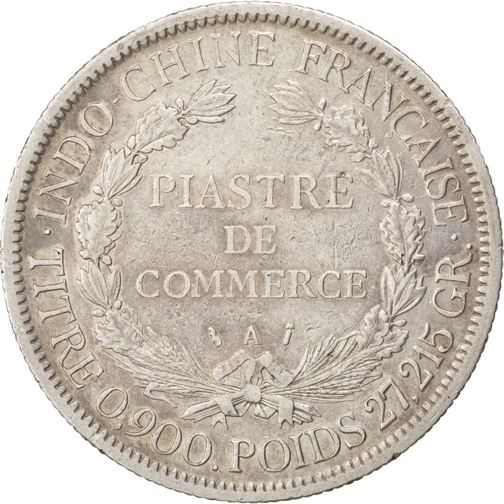 FRENCH INDO-CHINA, Piastre, 1888, Paris, KM #5, EF(40-45), Silver, Lecompte...