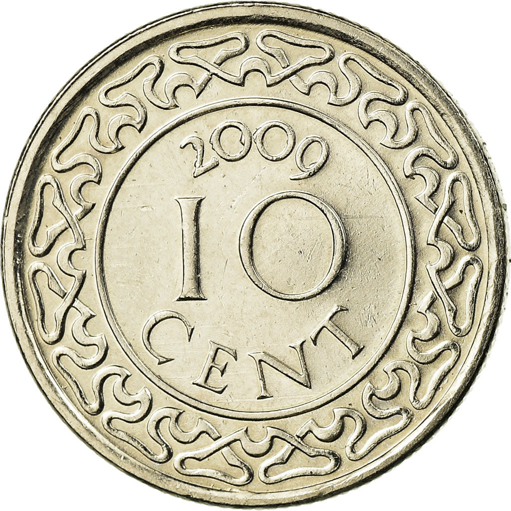 Coin, Surinam, 10 Cents, 2009, EF(40-45), Nickel plated steel, KM:13a