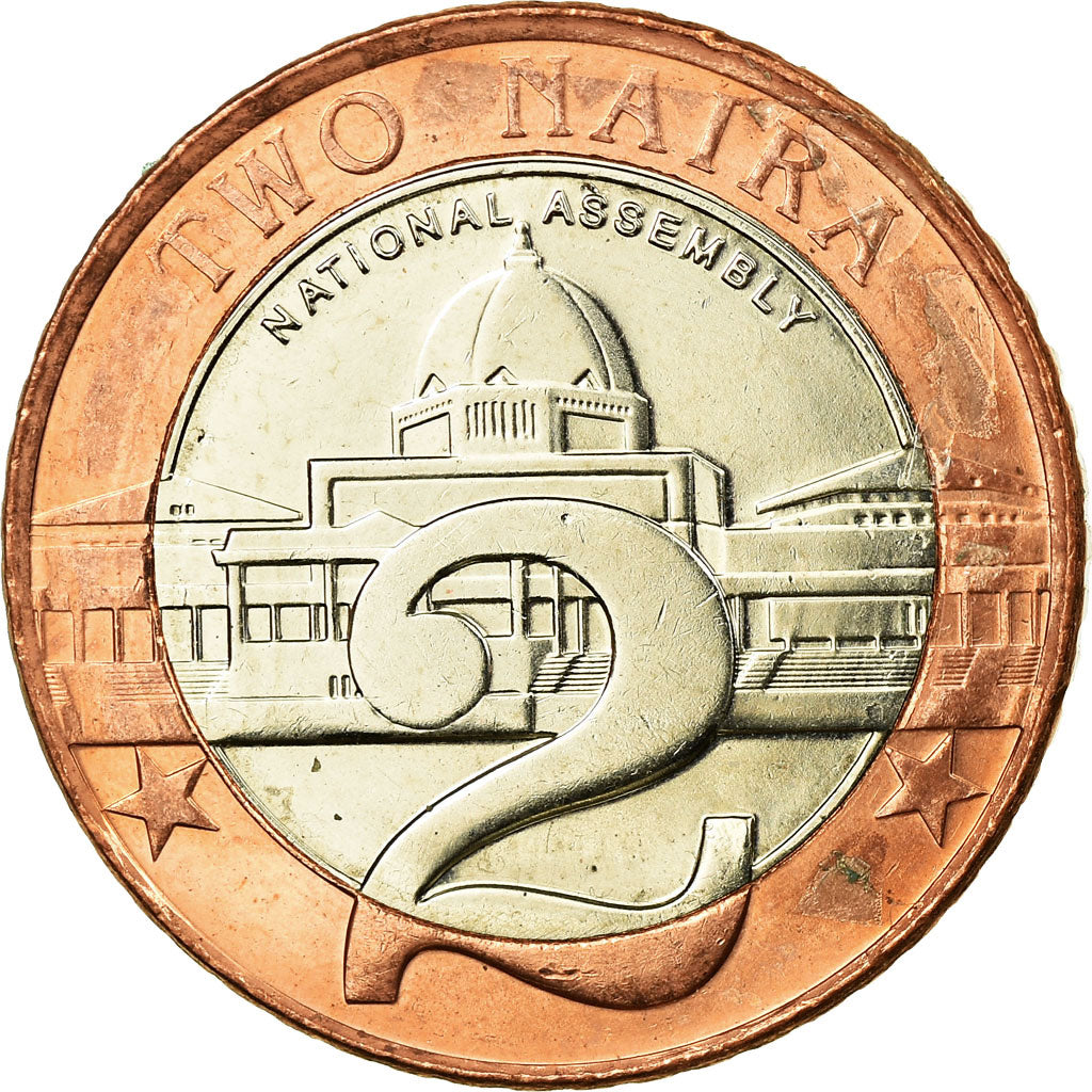 Coin, Nigeria, 2 Naira, 2006, AU(55-58), Bi-Metallic, KM:19