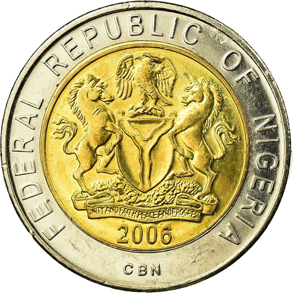 Coin, Nigeria, Naira, 2006, EF(40-45), Bi-Metallic, KM:18