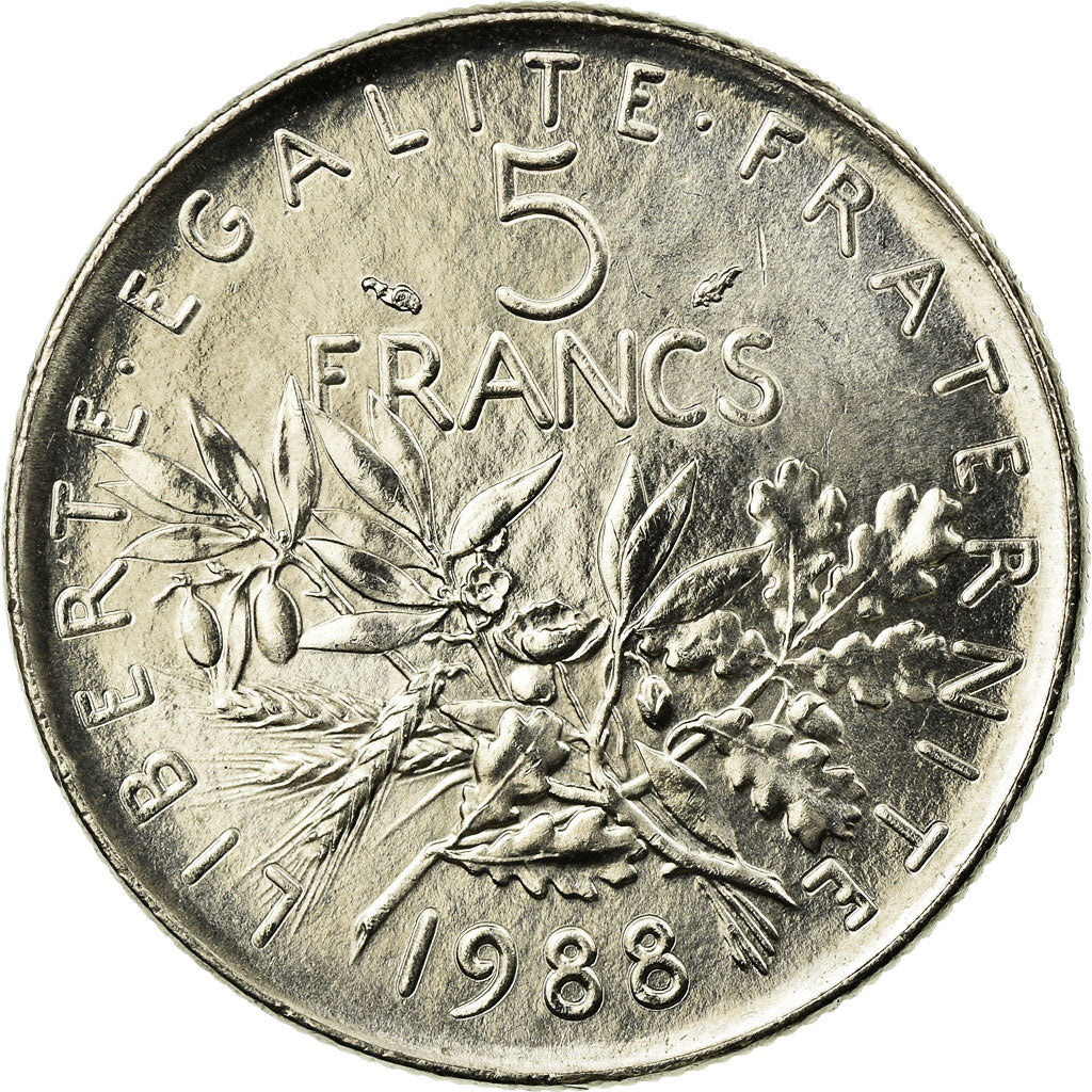Coin, France, Semeuse, 5 Francs, 1988, Paris, MS(63), Nickel Clad Copper-Nickel